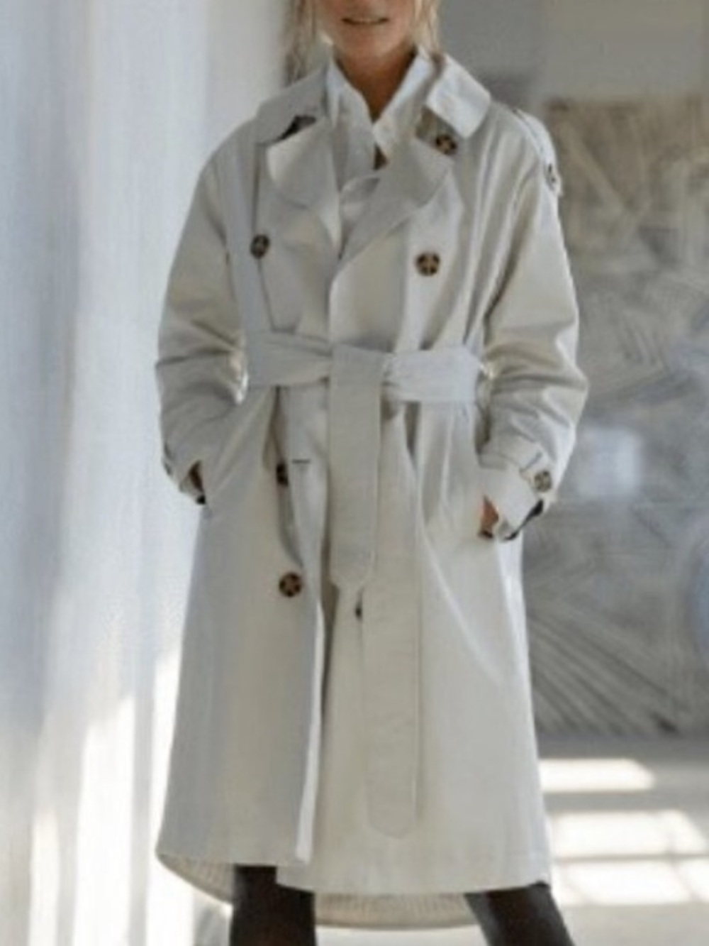 Sosken x Marisa Minicucci Classic Belted Trench Coat, Size 3 / Large 12/14
